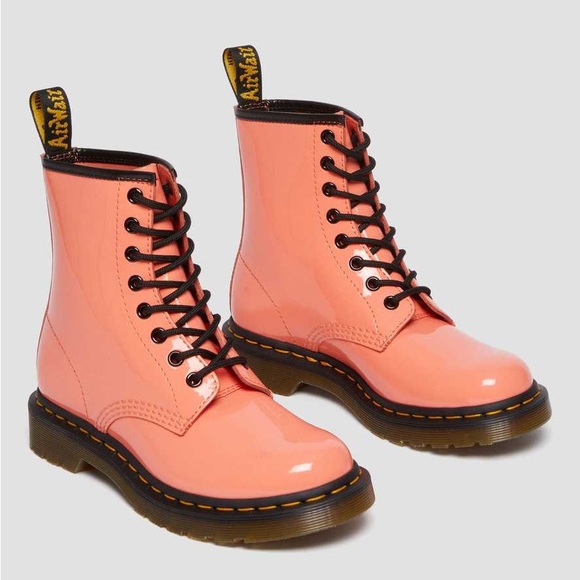 Dr. Martens 1460 PatentLeather Coral Women’s Combat Boots Size 6 NEW
